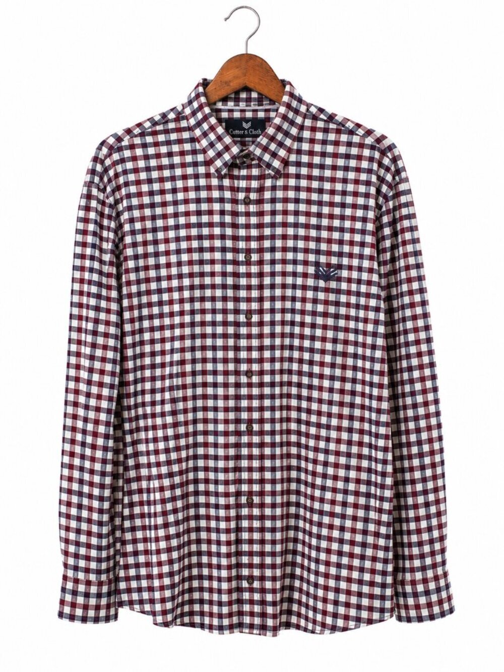 Butter Cloth Shirt Mens 3XL Blue Red Cotton Checked Contrast Cuffs Soft